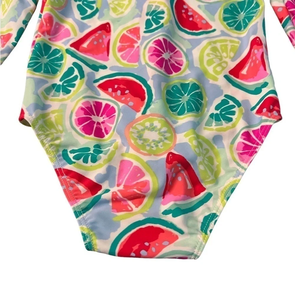 TOMMY BAHAMA GIRLS ONE PIECE LONG SLEEVE FRUIT PATTERN SWIMSUIT SIZE 18 MONTHS